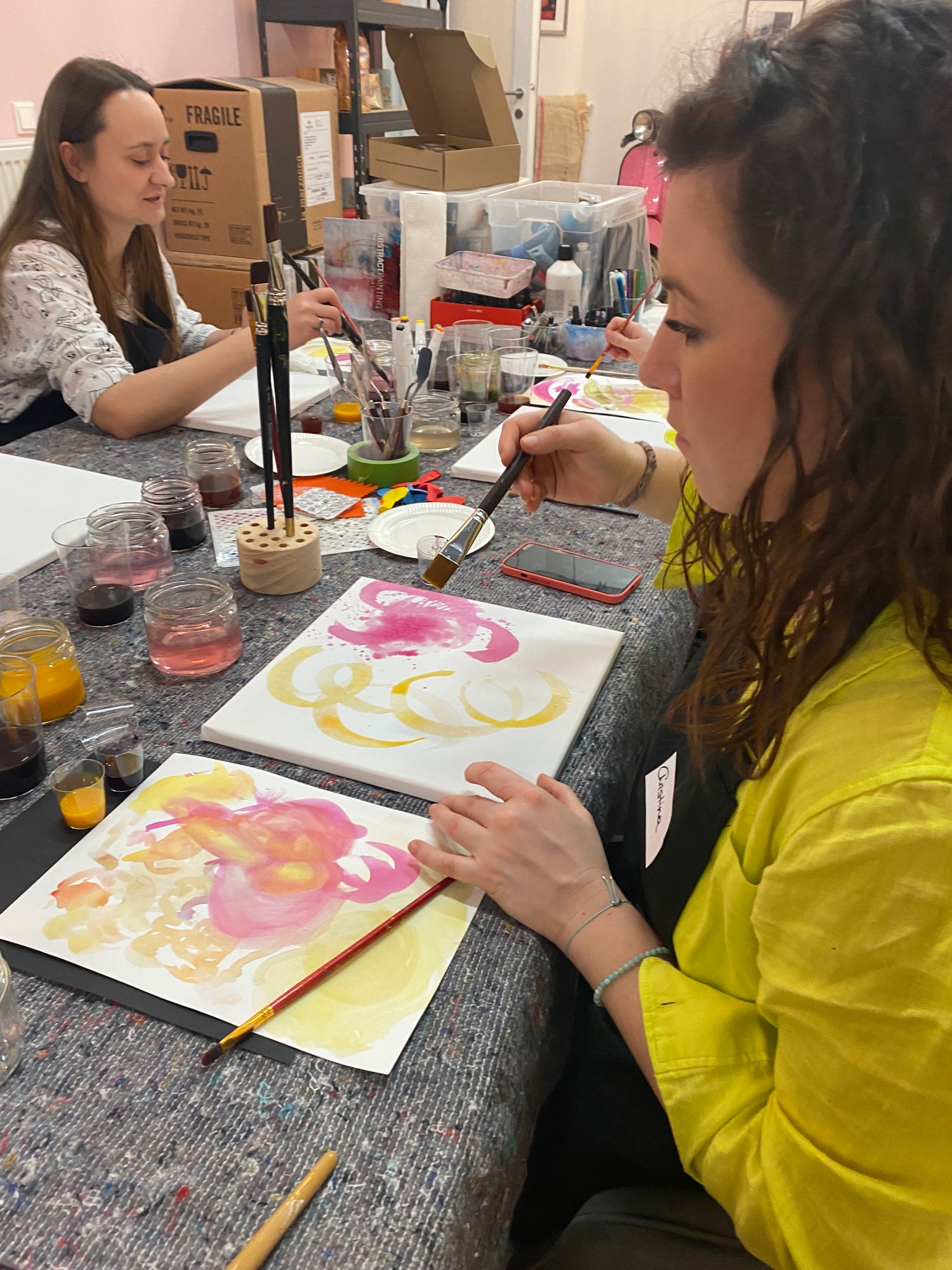 painting on canvas and experiencing with coulors