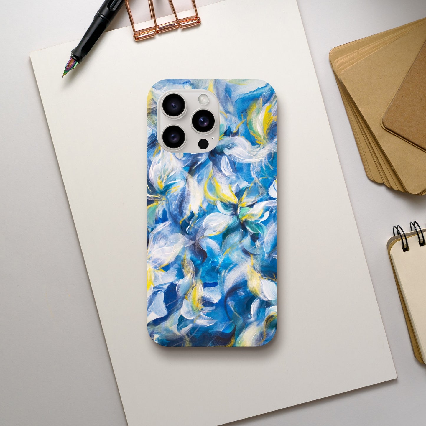 phone case abstract art bleu